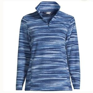 Land’s End Women's Med P Anyweather Fleece Quarter Zip Pullover Blue Cabincore